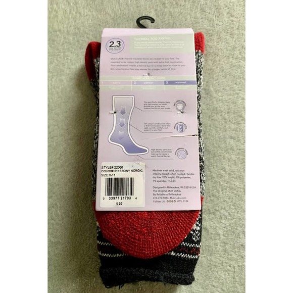 Muk Luks winter socks size 6-11 thermal raw edge insulated thick Nordic - Picture 2 of 6